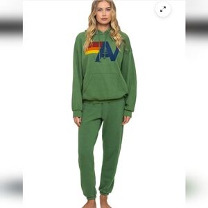 Aviator Nation Logo Hoodie Sweatpant SET Palm Green Small